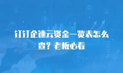 钉钉企速云资金一览表怎么查？老板必看