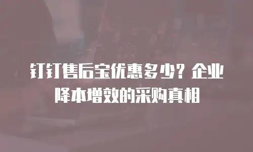 钉钉售后宝优惠多少？企业降本增效的采购真相