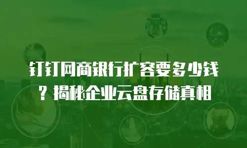 钉钉网商银行扩容要多少钱？揭秘企业云盘存储真相