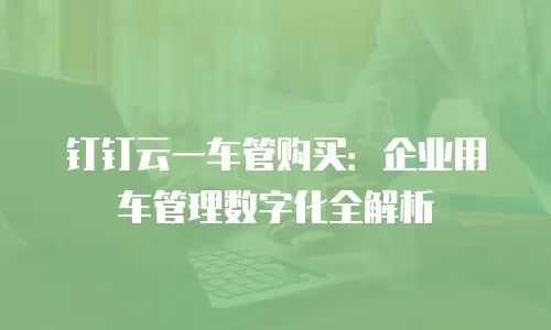 钉钉云一车管购买：企业用车管理数字化全解析