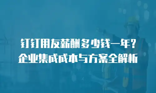 钉钉用友薪酬多少钱一年？企业集成成本与方案全解析