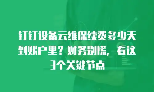 钉钉设备云维保续费多少天到账户里？财务别慌，看这3个关键节点