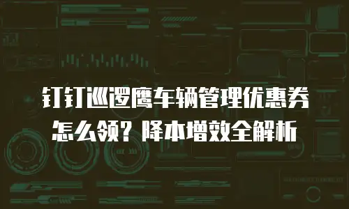 钉钉巡逻鹰车辆管理优惠券怎么领？降本增效全解析