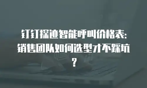 钉钉探迹智能呼叫价格表：销售团队如何选型才不踩坑？