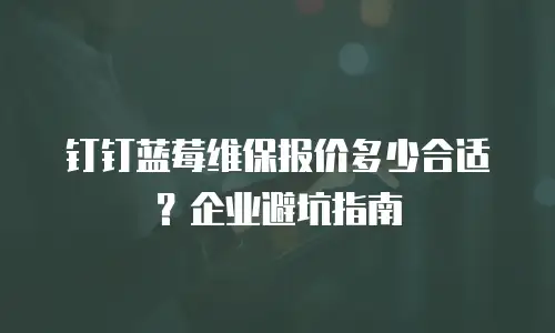 钉钉蓝莓维保报价多少合适？企业避坑指南