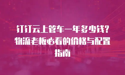钉钉云上管车一年多少钱？物流老板必看的价格与配置指南