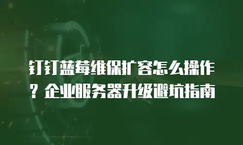 钉钉蓝莓维保扩容怎么操作？企业服务器升级避坑指南