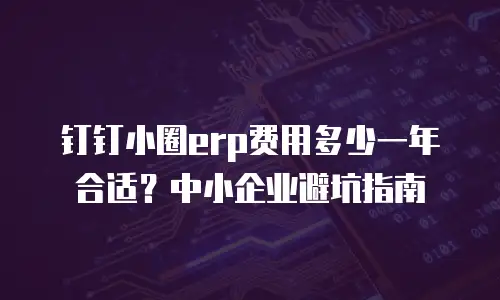 钉钉小圈erp费用多少一年合适？中小企业避坑指南
