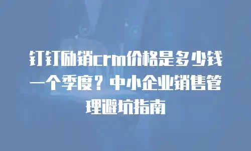 钉钉励销crm价格是多少钱一个季度？中小企业销售管理避坑指南