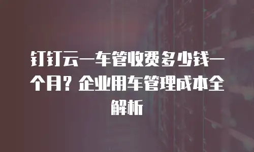 钉钉云一车管收费多少钱一个月？企业用车管理成本全解析