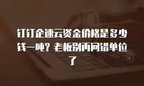 钉钉企速云资金价格是多少钱一吨？老板别再问错单位了
