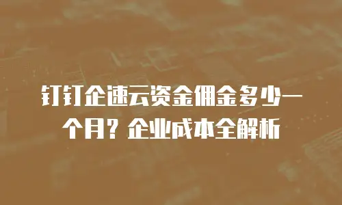 钉钉企速云资金佣金多少一个月？企业成本全解析