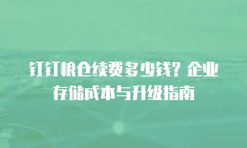 钉钉粮仓续费多少钱？企业存储成本与升级指南