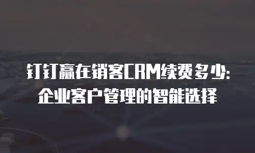 钉钉赢在销客CRM续费多少：企业客户管理的智能选择