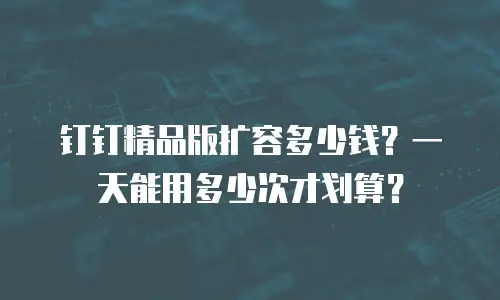 钉钉精品版扩容多少钱？一天能用多少次才划算？