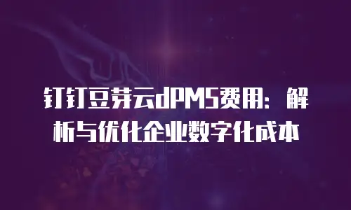 钉钉豆芽云dPMS费用：解析与优化企业数字化成本