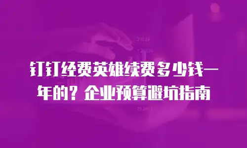 钉钉经费英雄续费多少钱一年的？企业预算避坑指南