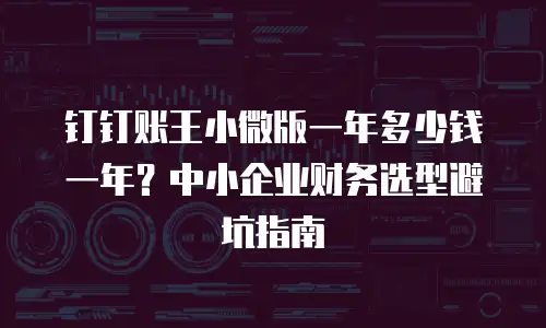 钉钉账王小微版一年多少钱一年？中小企业财务选型避坑指南
