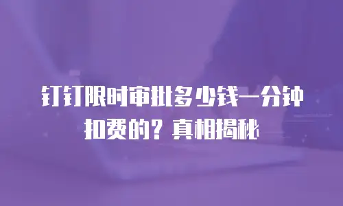 钉钉限时审批多少钱一分钟扣费的？真相揭秘