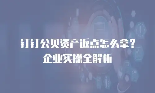 钉钉公贝资产返点怎么拿？企业实操全解析