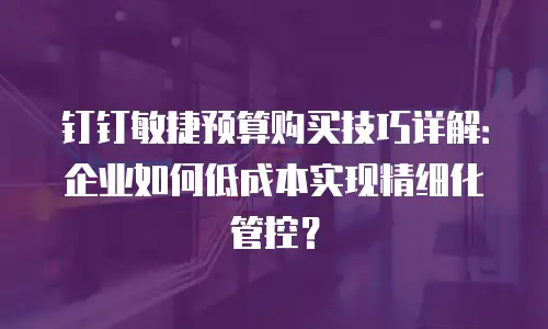 钉钉敏捷预算购买技巧详解：企业如何低成本实现精细化管控？