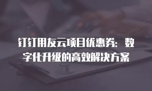 钉钉用友云项目优惠券：数字化升级的高效解决方案