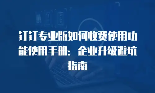 钉钉专业版如何收费使用功能使用手册：企业升级避坑指南