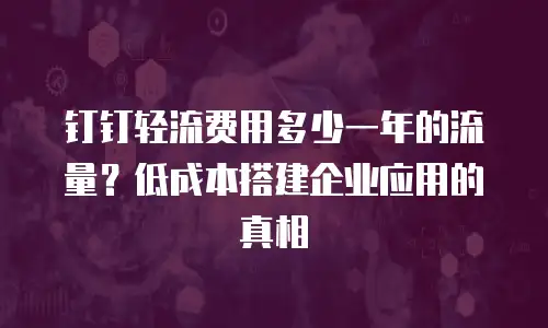钉钉轻流费用多少一年的流量？低成本搭建企业应用的真相