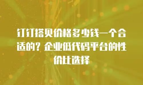 钉钉搭贝价格多少钱一个合适的？企业低代码平台的性价比选择