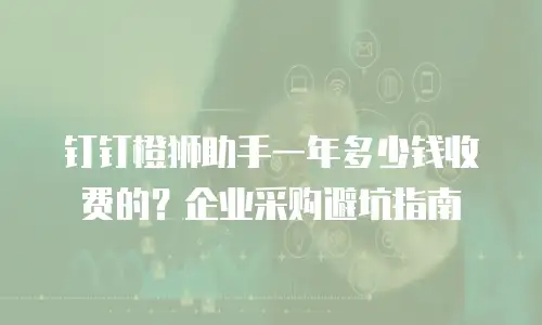 钉钉橙狮助手一年多少钱收费的？企业采购避坑指南
