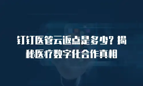 钉钉医管云返点是多少？揭秘医疗数字化合作真相