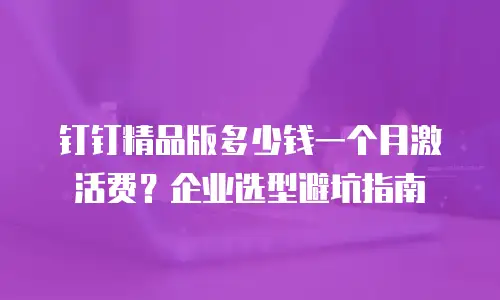 钉钉精品版多少钱一个月激活费？企业选型避坑指南