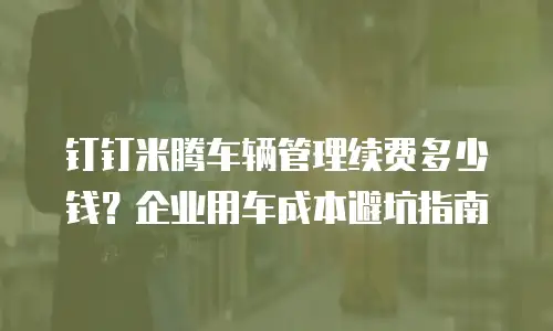 钉钉米腾车辆管理续费多少钱？企业用车成本避坑指南