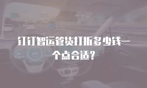 钉钉智运管货打折多少钱一个点合适？