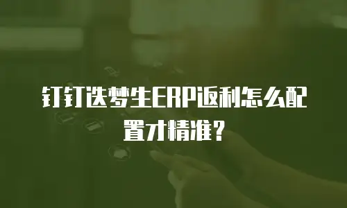 钉钉迭梦生ERP返利怎么配置才精准？