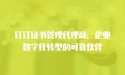 钉钉证书管理代理商：企业数字化转型的可靠伙伴