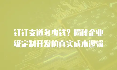 钉钉支道多少钱？揭秘企业级定制开发的真实成本逻辑