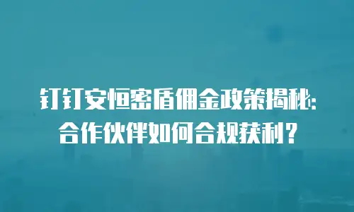 钉钉安恒密盾佣金政策揭秘：合作伙伴如何合规获利？