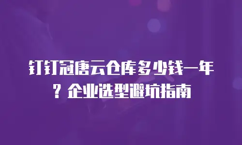 钉钉冠唐云仓库多少钱一年？企业选型避坑指南