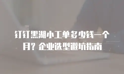 钉钉黑湖小工单多少钱一个月？企业选型避坑指南