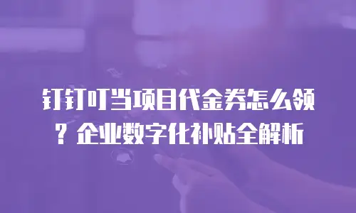 钉钉叮当项目代金券怎么领？企业数字化补贴全解析