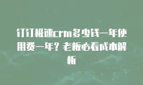 钉钉极速crm多少钱一年使用费一年？老板必看成本解析