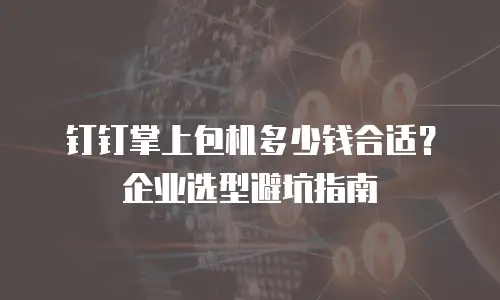 钉钉掌上包机多少钱合适？企业选型避坑指南