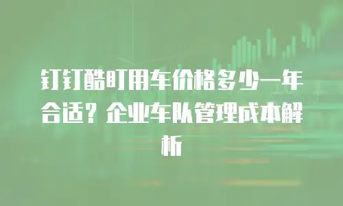 钉钉酷盯用车价格多少一年合适？企业车队管理成本解析