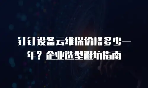 钉钉设备云维保价格多少一年？企业选型避坑指南