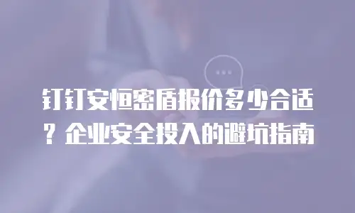钉钉安恒密盾报价多少合适？企业安全投入的避坑指南