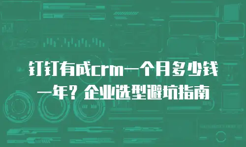 钉钉有成crm一个月多少钱一年？企业选型避坑指南