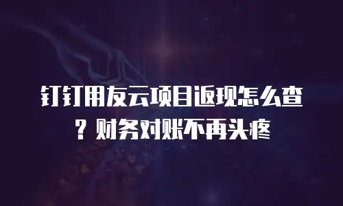 钉钉用友云项目返现怎么查？财务对账不再头疼