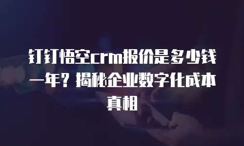 钉钉悟空crm报价是多少钱一年？揭秘企业数字化成本真相