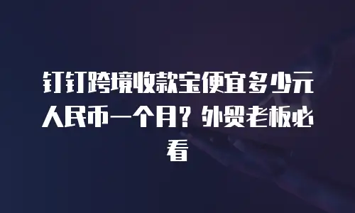 钉钉跨境收款宝便宜多少元人民币一个月？外贸老板必看